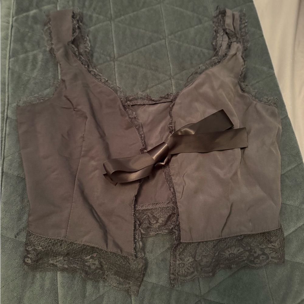 Gray Lace Tank Top